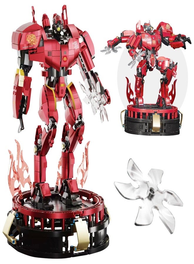 HIGH GODO Storm Mech Building Blocks Set for Adults，Red Armor Robot Model Building Kit with Weapons and Flame Shape Base, 1742 Pieces Hard Corfe Collectible Gifts for Movie Fans Man Teens - Image 1